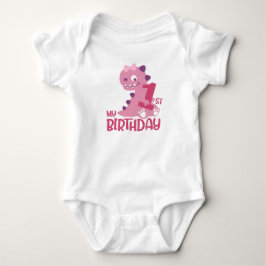 Niedlicher Cartoon Baby Girl Dinosaurier 1. Geburt Baby Strampler