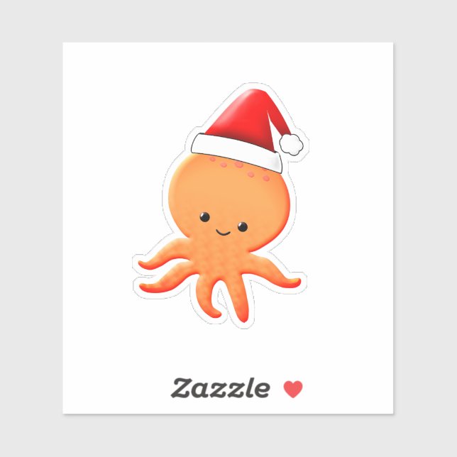 Niedlicher Cartoon Baby Octopus Santas Aufkleber (Blatt)