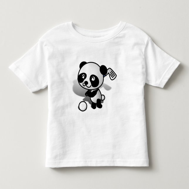Niedlicher Cartoon Baby Panda Bear Golfing Kleinkind T-shirt (Vorderseite)