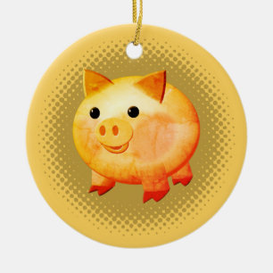 Niedlicher Cartoon Baby Pig Painting Keramik Ornament