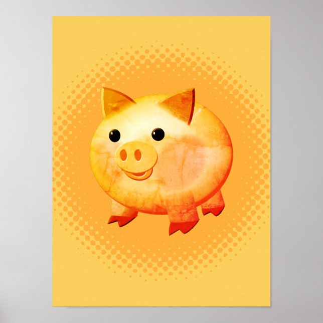 Niedlicher Cartoon Baby Pig Poster (Vorne)