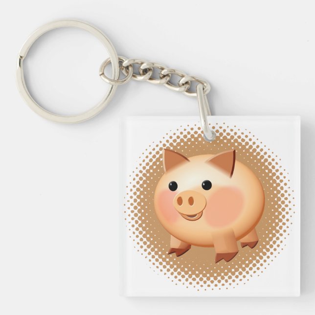 Niedlicher Cartoon Baby Pig Schlüsselanhänger (Vorderseite)