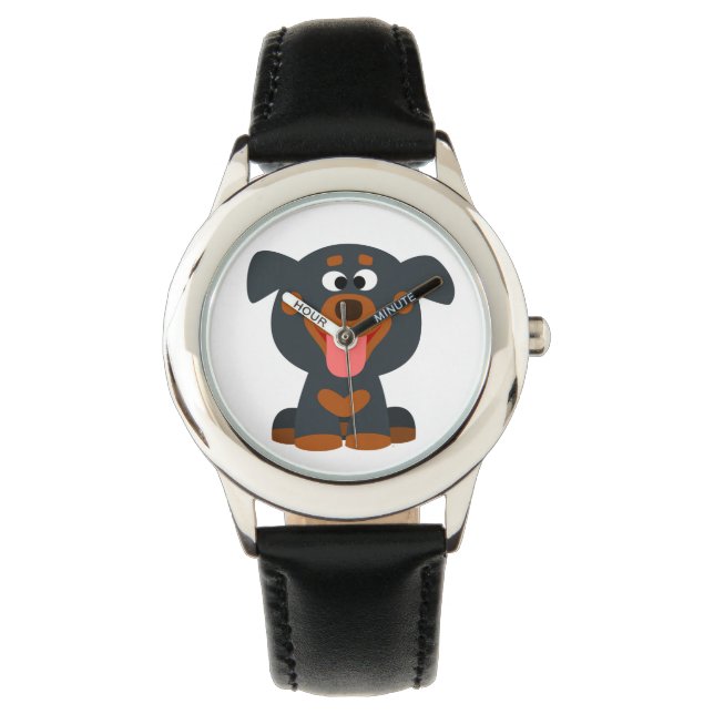 Niedlicher Cartoon Baby Rottweiler Armbanduhr (Vorderseite)