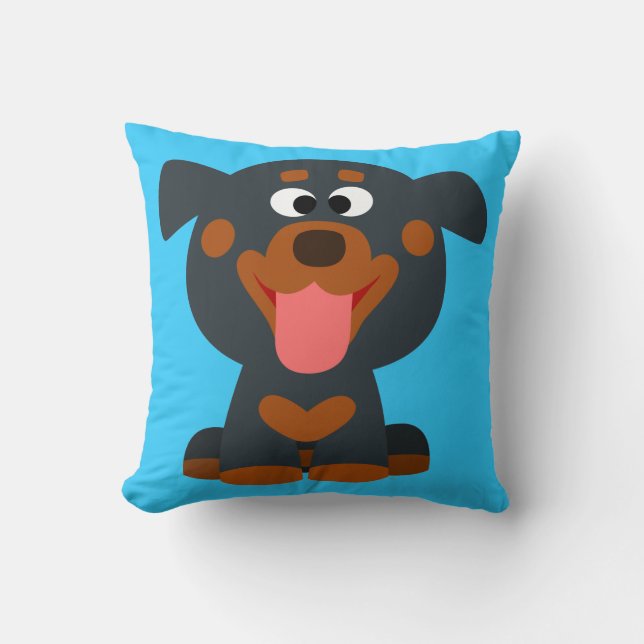 Niedlicher Cartoon Baby Rottweiler Mojo Kissen (Vorderseite)