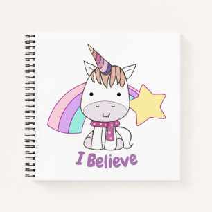 Niedlicher Cartoon Baby Unicorn und Regenbogen Notizbuch
