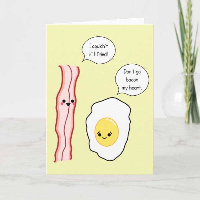 Niedlicher Cartoon Bacon und Ei Karte (Vorderseite)