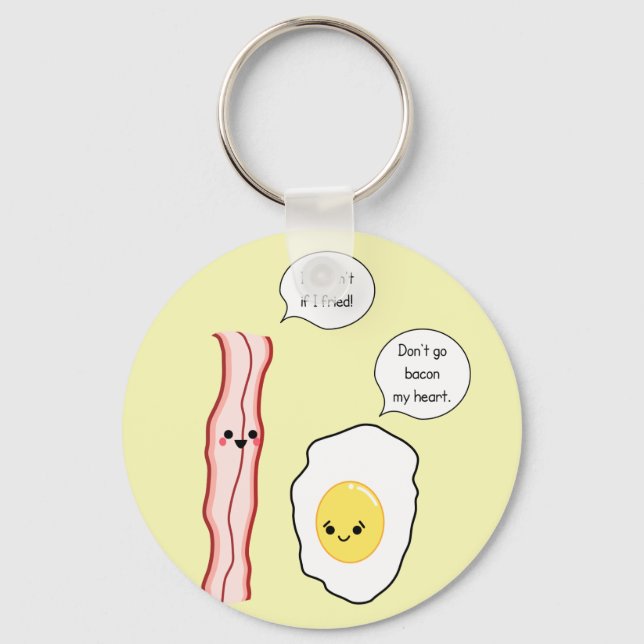 Niedlicher Cartoon Bacon und Ei Schlüsselanhänger (Vorderseite)