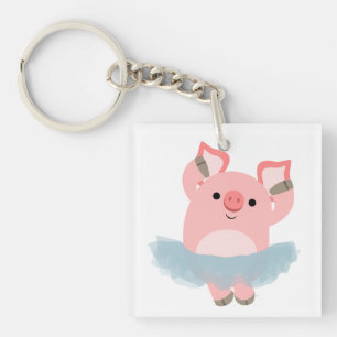 Niedlicher Cartoon Ballerina Pig Acryllic Schlüsse Schlüsselanhänger