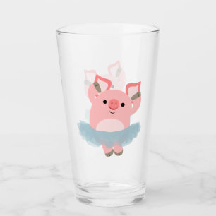 Niedlicher Cartoon Ballerina Pig Glas