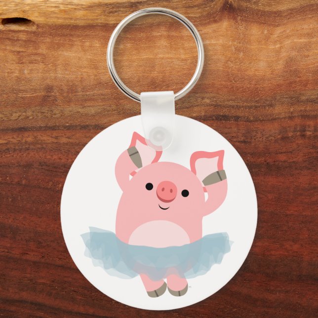 Niedlicher Cartoon Ballerina Pig Schlüsselanhänger (Vorderseite)