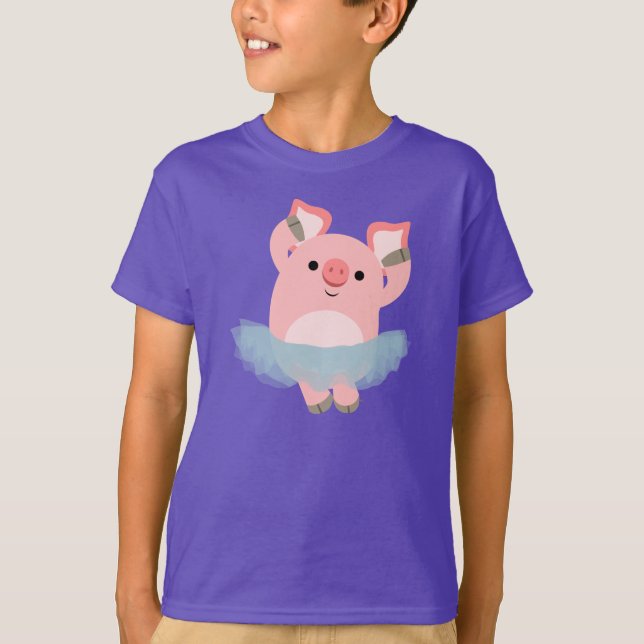 Niedlicher Cartoon Ballerina Pig T - Shirt (Vorderseite)