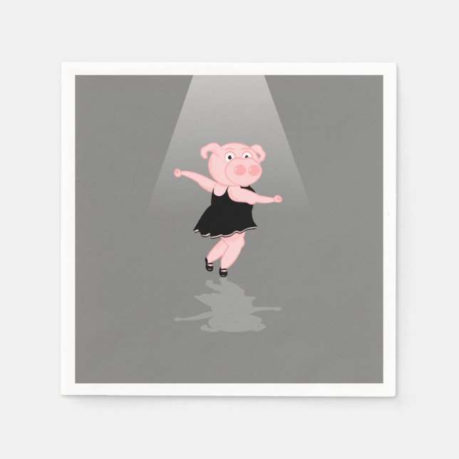 Niedlicher Cartoon Ballett Tanz Pig Serviette (Vorderseite)