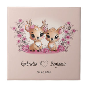 Niedlicher Cartoon Bambi Liebhaber Herzlich Willko Fliese