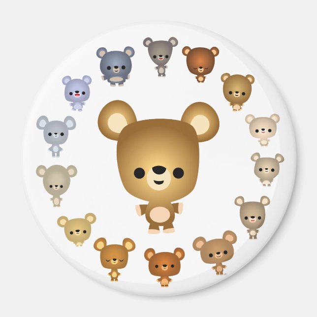 Niedlicher Cartoon Bär Babies Magnet (Vorne)
