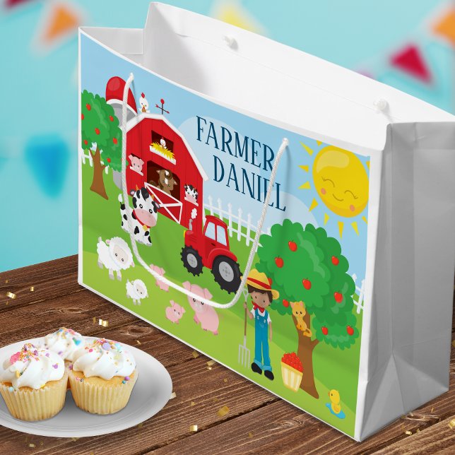 Niedlicher Cartoon Barnyard Tiere, Bauer und Trakt Große Geschenktüte (Von Creator hochgeladen)