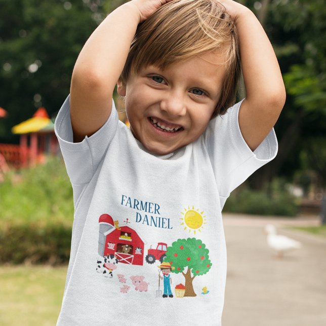 Niedlicher Cartoon Barnyard Tiere, Bauer und Trakt Kleinkind T-shirt (Von Creator hochgeladen)