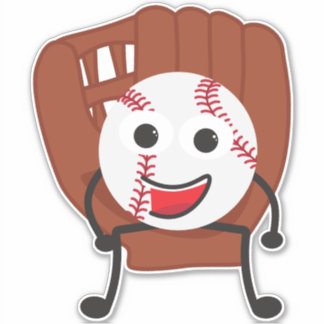 Niedlicher Cartoon Baseball Ball und Handschuh Aufkleber