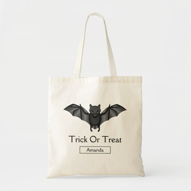 Niedlicher Cartoon Bat Halloween Trick oder Trete  Tragetasche (Vorne)