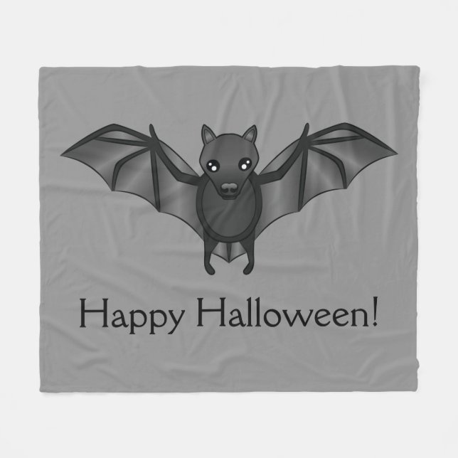 Niedlicher Cartoon Bat mit glücklichem Halloween-T Fleecedecke (Vorderseite (Horizontal))