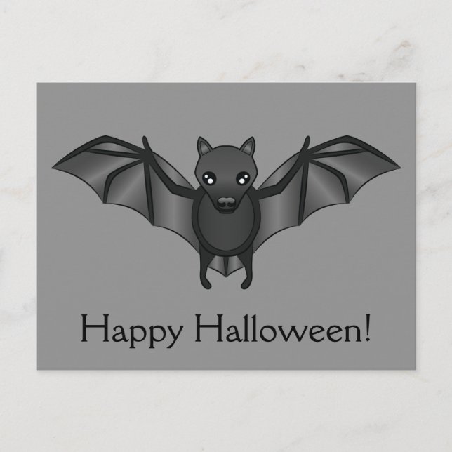 Niedlicher Cartoon Bat mit glücklichem Halloween-T Postkarte (Vorderseite)
