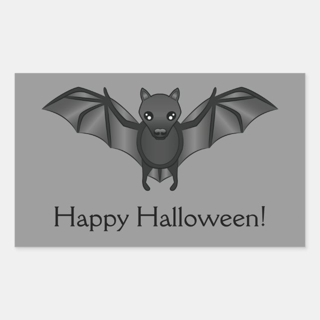 Niedlicher Cartoon Bat mit glücklichem Halloween-T Rechteckiger Aufkleber (Vorderseite)