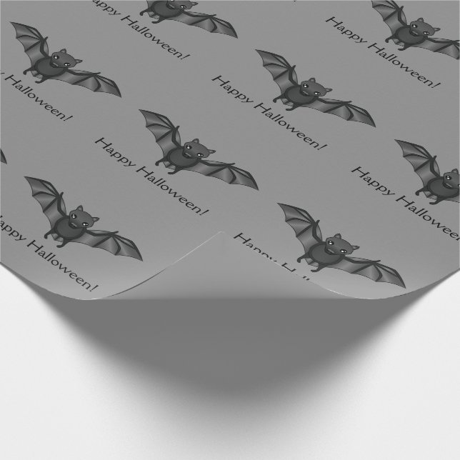 Niedlicher Cartoon Bat Muster mit glücklichem Hall Geschenkpapier (Ecke)