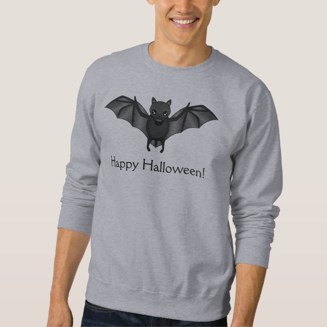 Niedlicher Cartoon-Bat und glücklicher Halloween-T Sweatshirt (Vorderseite)