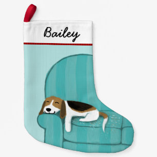 Niedlicher Cartoon Beagle auf Couch Fun Dog Lover' Kleiner Weihnachtsstrumpf