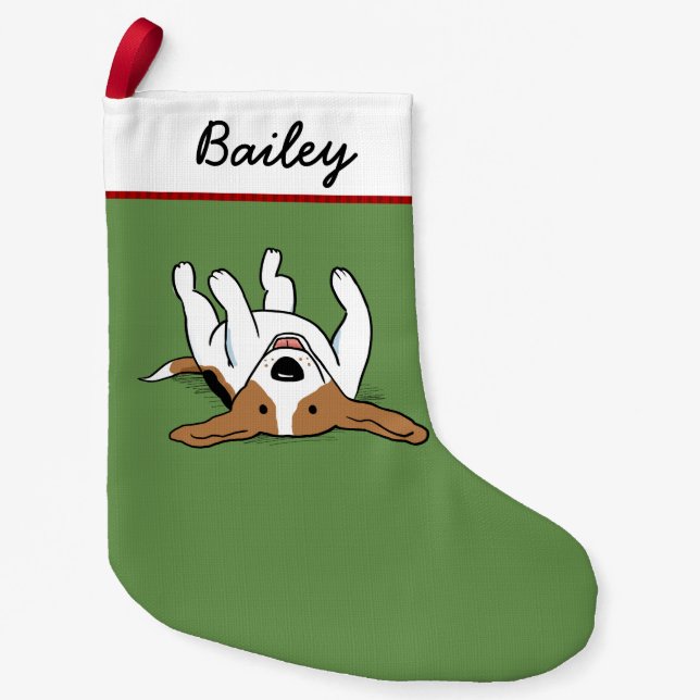 Niedlicher Cartoon-Beagle-glückliches Kleiner Weihnachtsstrumpf (Vorderseite)