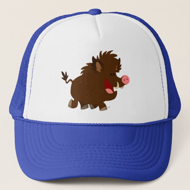 Niedlicher Cartoon Beaming Wild Boar Trucker Hat Truckerkappe (Vorderseite)