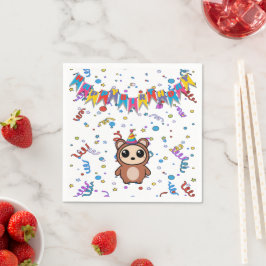 Niedlicher Cartoon Bear Birthday Napkins | Lieferu Serviette