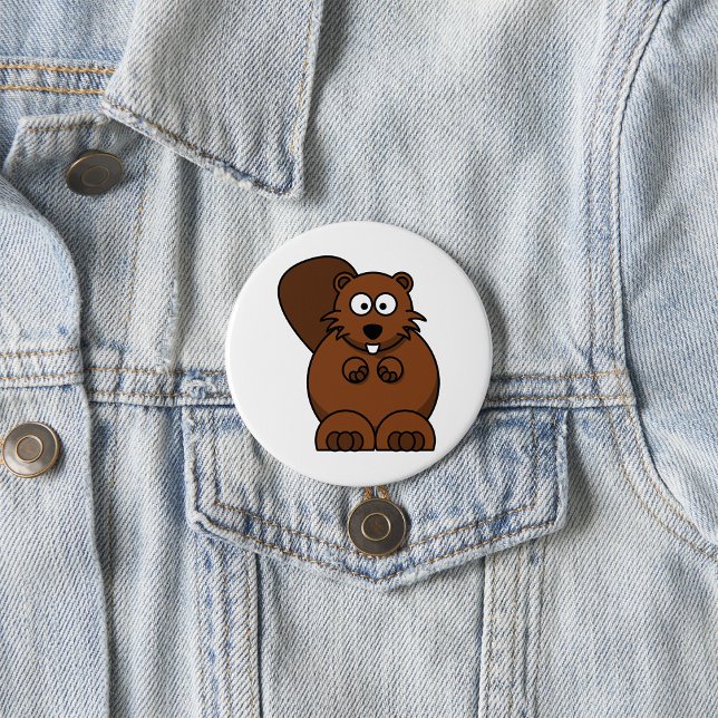 Niedlicher Cartoon Beaver Funny Woodland Tier Button (Von Creator hochgeladen)