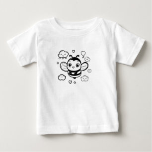 Niedlicher Cartoon Bee Baby T - Shirt - Schwarz-We