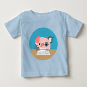 Niedlicher Cartoon beim Schreiben von Pig-Baby-Bek Baby T-shirt