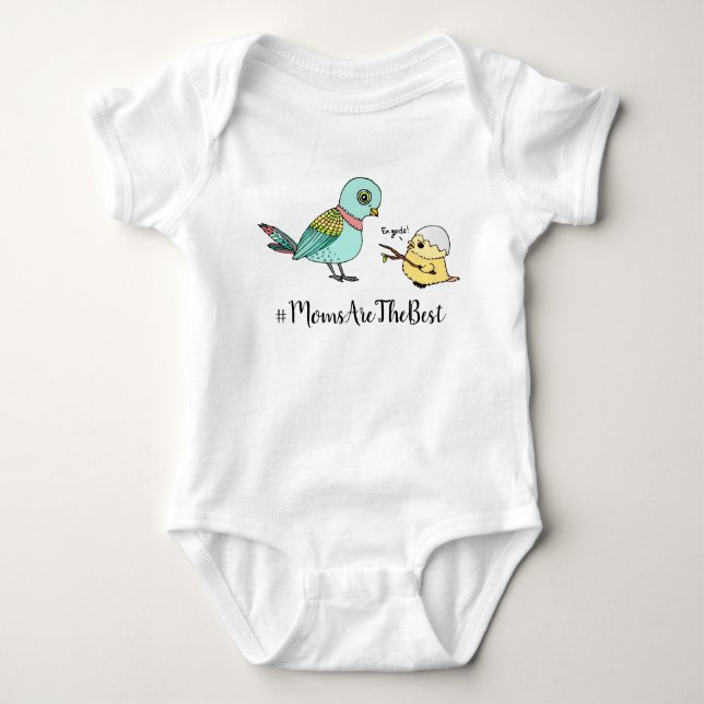 Niedlicher Cartoon Bird Beste Mama Erster Mutterta Baby Strampler (Vorderseite)