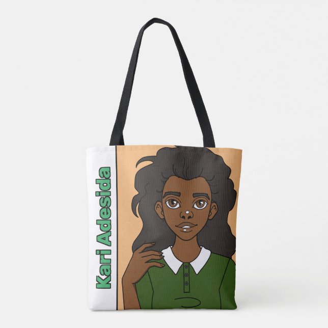 Niedlicher Cartoon Black Girl Name School Library  Tasche (Rückseite)