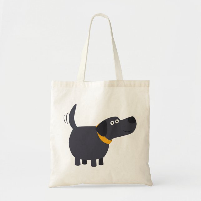 Niedlicher Cartoon Black Labrador Bag Tragetasche (Vorne)