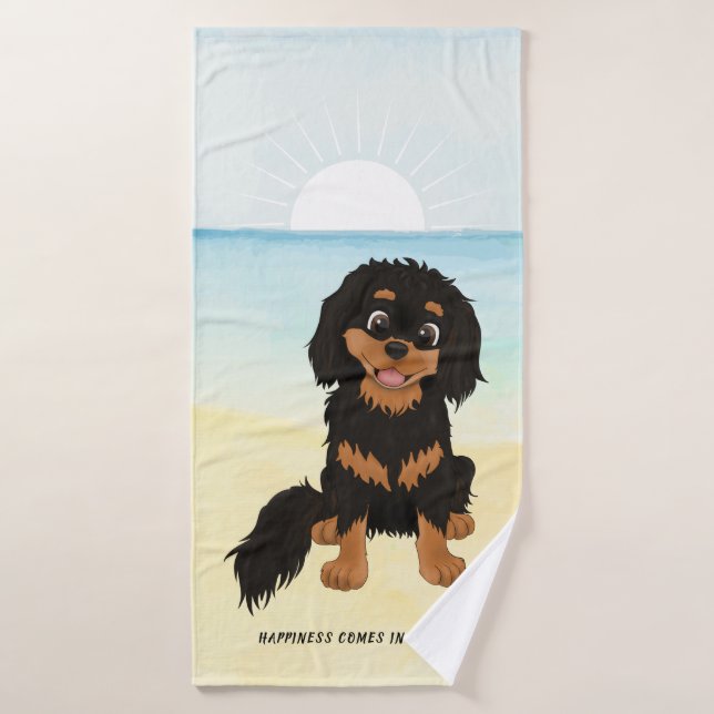 Niedlicher Cartoon Black und Tan Cavalier     Badehandtuch (Badehandtuch)
