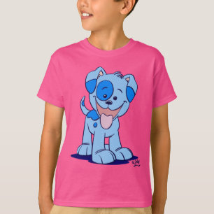 Niedlicher Cartoon Blauer Welpenhund T-Shirt