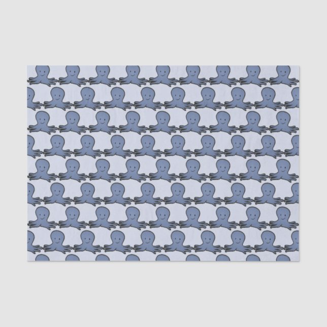 Niedlicher Cartoon Blaues Octopus-Muster Seidenpapier (Vorderseite)