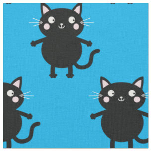 Niedlicher Cartoon Blue Black Cats Baby Kinderzimm Stoff