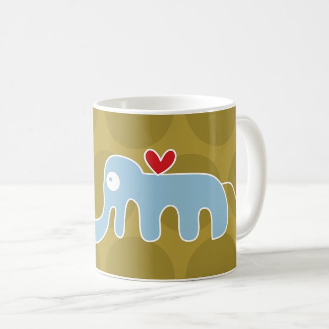 Niedlicher Cartoon Blue Elephant & Fun Dots Childr Kaffeetasse (VorderseiteRechts)