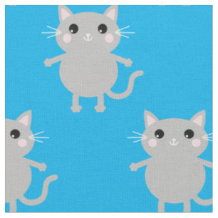 Niedlicher Cartoon Blue Gray Cats Baby Kinderzimme Stoff