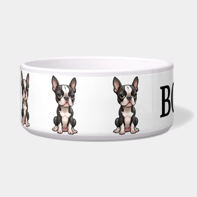 Niedlicher Cartoon Boston Terrier Personalize Bowl Napf (Links)