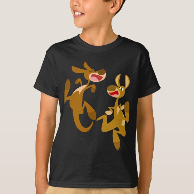 Niedlicher Cartoon Bouncy Kangaroos Children T - S T-Shirt (Vorderseite)