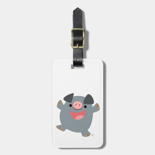 Niedlicher Cartoon Bouncy Pig - Gepäckstück Gepäckanhänger (Vorderseite vertikal)