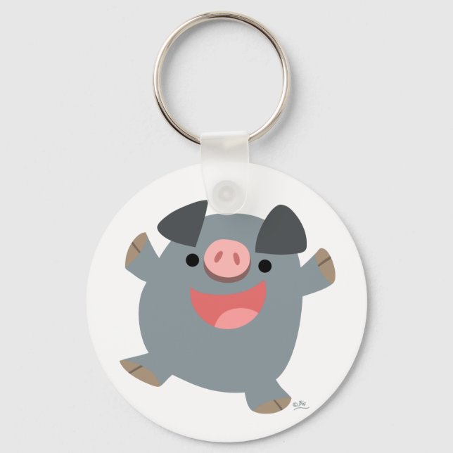 Niedlicher Cartoon Bouncy Pig Schlüsselanhänger (Vorderseite)