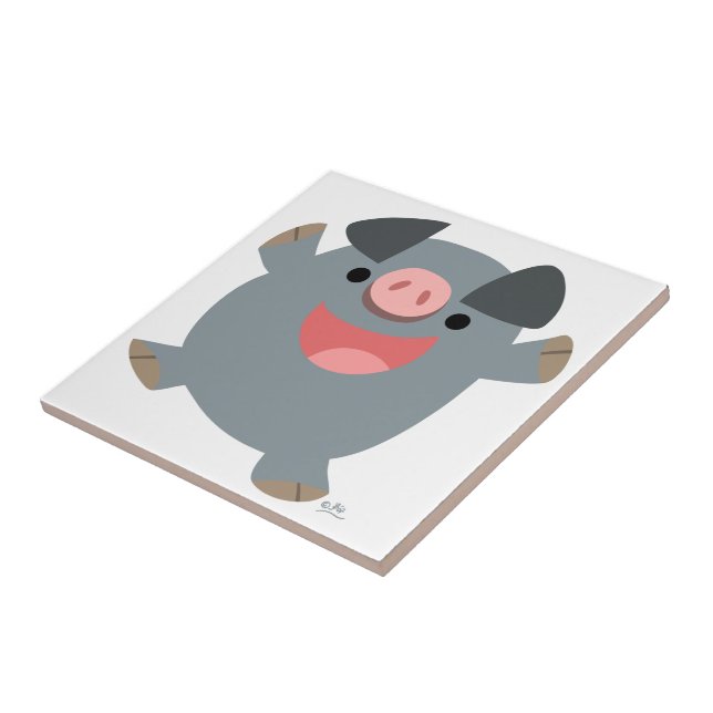 Niedlicher Cartoon Bouncy Pig Tile Fliese (Seite)