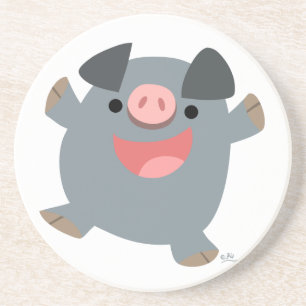 Niedlicher Cartoon Bouncy Pig Untersetzer