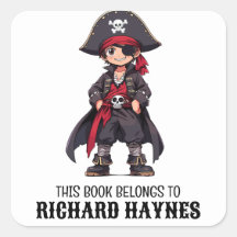 Niedlicher Cartoon Boys Pirate Book Label